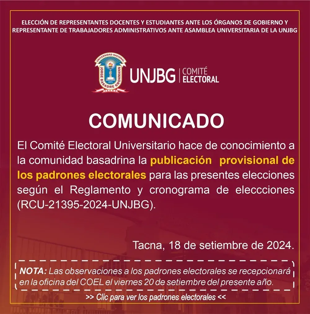 COMUNICADO - publicacion provisional de padrones electorales